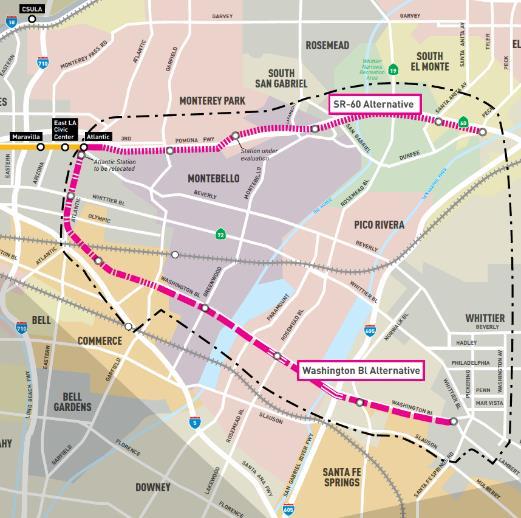 Eastside Transit Corridor Phase 2 Extension of the existing Metro Gold Line in East branched to South El Monte and Whittier.