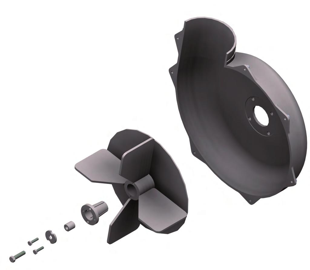 Impeller Blade Removal/Replacement To Remove: First remove the 5/1 - x 1 HHCS P#(K0) (#1), Taper Lock Bushing Washer P#(K0) (#), () 5/1 Flat Wahers P#(K00) and Spacer Bushing P#(S0159) (#) from the
