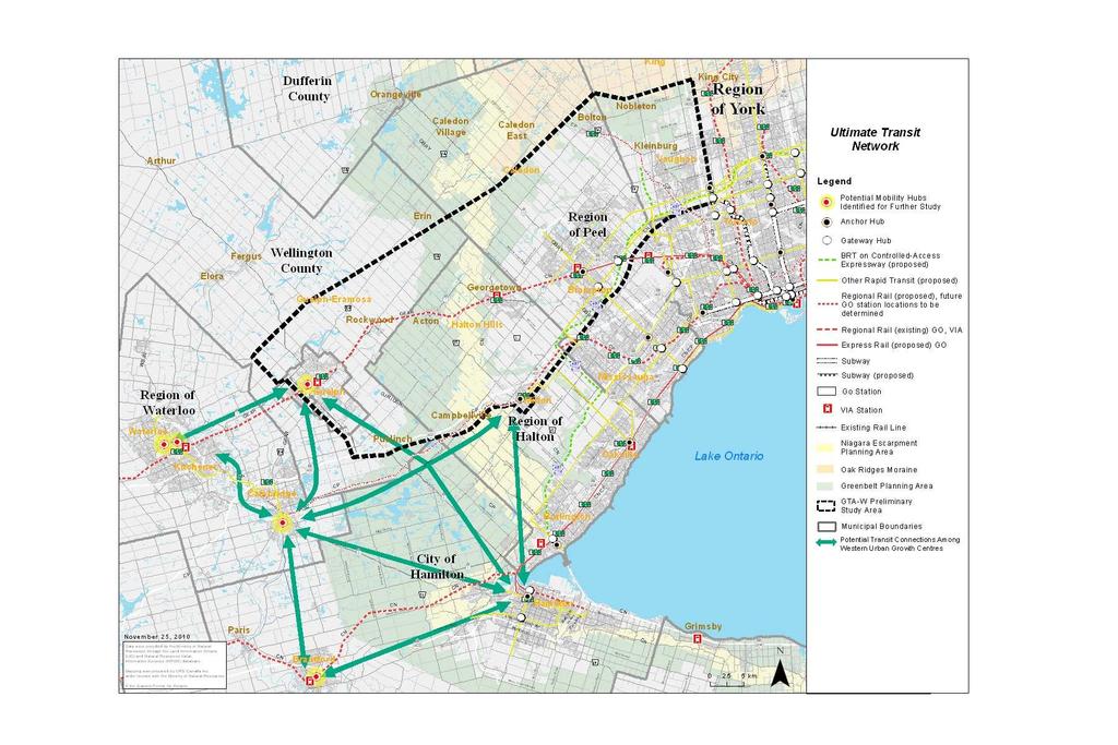 Long-Term Transit Network Continue to improve connection to Toronto with outlying urban centres to reduce car use