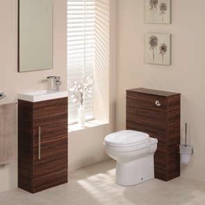 Cloakroom Suites Aspen Walnut Impressions Cloakroom Pack Vanity unit also available in white Aspen Basin Unit H 830mm W 410mm D 227mm Aspen WC Unit H 800mm W 500mm D 220mm Impressions Back to Wall