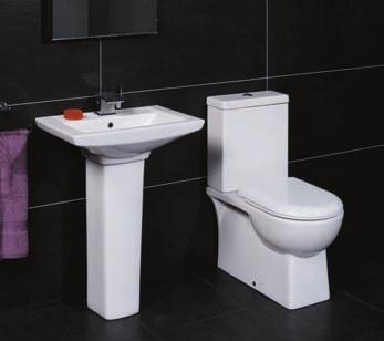 Modern Suites Modena Full Pedestal Basin available in 2 sizes Basin & Pedestal H 835mm W 510 or 585mm D 385 or 395mm WC Pan & Cistern H 835mm W 370mm D 650mm Modena 50