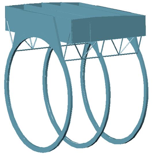Reinforced rib and spar structure is located at each main engine station to support the engine pylon and resulting loads.