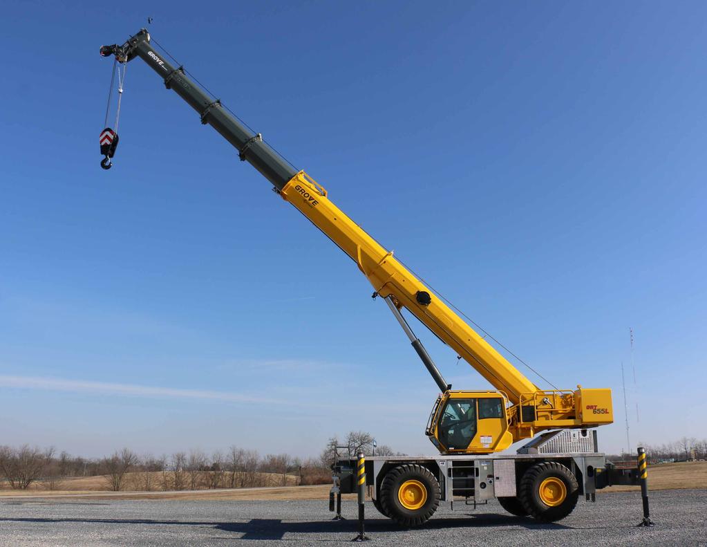 GRT655/GRT655L Product guide ASME B30.5 Imperial 85% Features 51 t (55 Ust) capacity GRT655: 10,6 m - 34,8 m (34.9 ft - 114.3 ft) four-section full-power boom GRT655L: 10,8 m - 43,0 m (35.3 ft - 141.