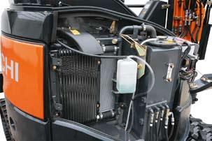 Simplified Maintenance Split-type hydraulic hoses 50 The engine cover slides up and down for easy servicing in