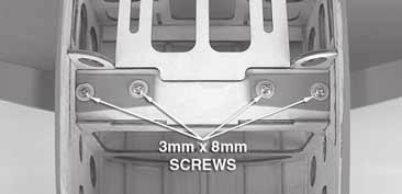 Fit the end of the screw through the landing gear leg (the tapered sides of the landing gear legs face the rear of the
