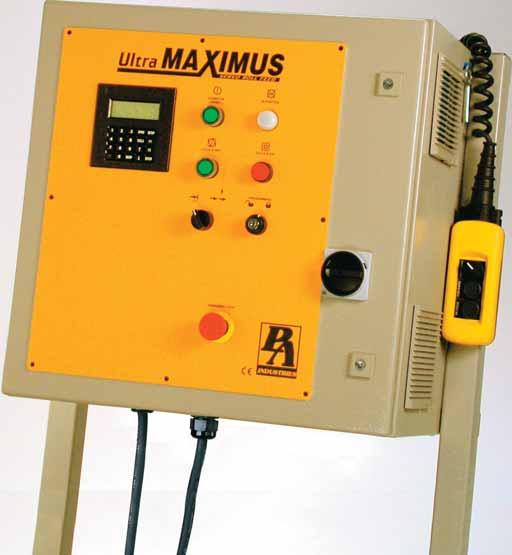 MAXIMUS ELECTRONIC FEATURES Backlit LCD display and predetermined six digit batch counter Operator interface terminal with numeric input keypad Feed before Press or Press before Feed priority mode