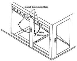 Insert the wire harness into split grommets and push the grommets through each hole that the wires pass. Refer to Figure 18. Figure 19: Installing Blank-Off Section 13.
