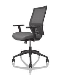 support Fixed arms Medium fixed seat dept Back: Breathable material Seat: Fabric Black rugged outer polymer shell Tilt tension adjustment Tilt lock Pneumatic seat height SYN: Synchronous tilt control