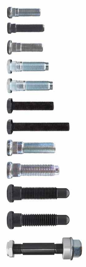 Studs: (Wheel studs) 7/16, 1/2, 5/8", 12mm, & 14mm press-in style studs have knurls under the head and press in from the back side of the axle flange. These are just like what the OE axle shafts used.