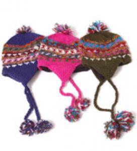 Knitted ilk ix Top - CWC-KPT Hand Knitted ilk and Wool Earflap Hat - CWC-H154 Green Pink Price: 13.99 X Price Was: 14.99 ave: 1 XX Price: 38.