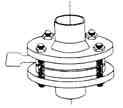 Place NEW, UNDAMAGED rupture disk on inlet flange with dome facing down. 3. Carefully place outlet flange with knife blades in position as shown.