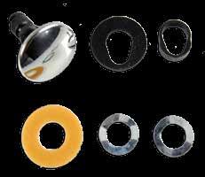 BUTTON CAP, INNER FIBER AND OUTER RUBBER SEALS, INTERNAL PLASTIC BUSHING SPACER AND TWO SPECIAL WAVE WASHERS (ONE EXTRA).