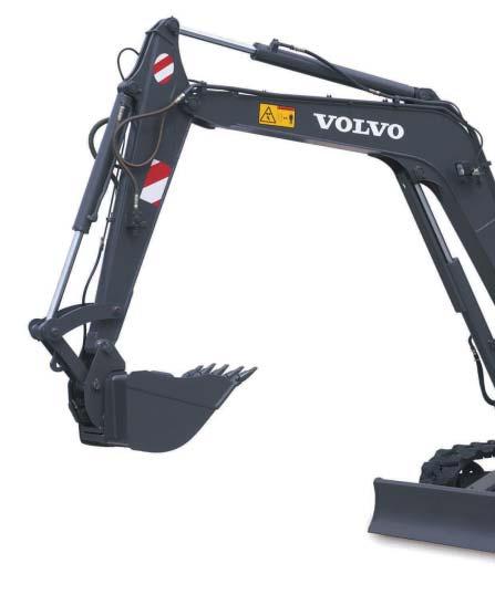 Take a tour of the Volvo EC55B Compact Excavator Operator Comfort Efficient lighting Easy-to-open front window Sound reduced exhaust muffler Efficient and quiet cooling system Quiet, comfortable cab