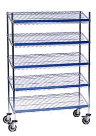 enclosed 3 sides, 4 shelves 48"w x 24" d x 69" h 136 WRME466CH Wire cart, enclosed 3 sides, 4 shelves
