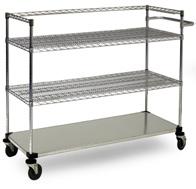 WRMEB455CH Wire cart w/ brake, enclosed 3 sides, 5 shelves 48"w x 24" d x 80" h 146 WR456CH7 Shelving