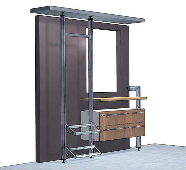 Fittings for furnishing rooms Shelf system Amari Example: hall unit Ordering example: hall unit The following items are required to construct the combination shown above: Article Quantity Floor/wall