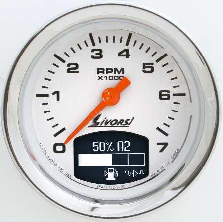 The Master Tach drives optional slave gauges such as a GPS speedometer, fuel level, oil pressure, volts and warnings set by the end user that sets off an LED
