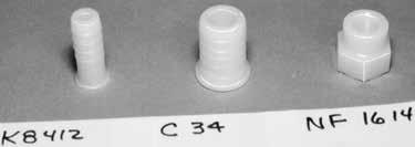 Description Nylon Poly 1 25 11 16" - 16UN(F) Nozzle blank cap 3942* 33942* 2 25 11 16" - 16UN(F) Nozzle cap for tip/barb 8027* 38027* 3 25 1 4" (6 mm) HB for 8027 38027 cap K8414 3K8414 3 25 3 8" (10