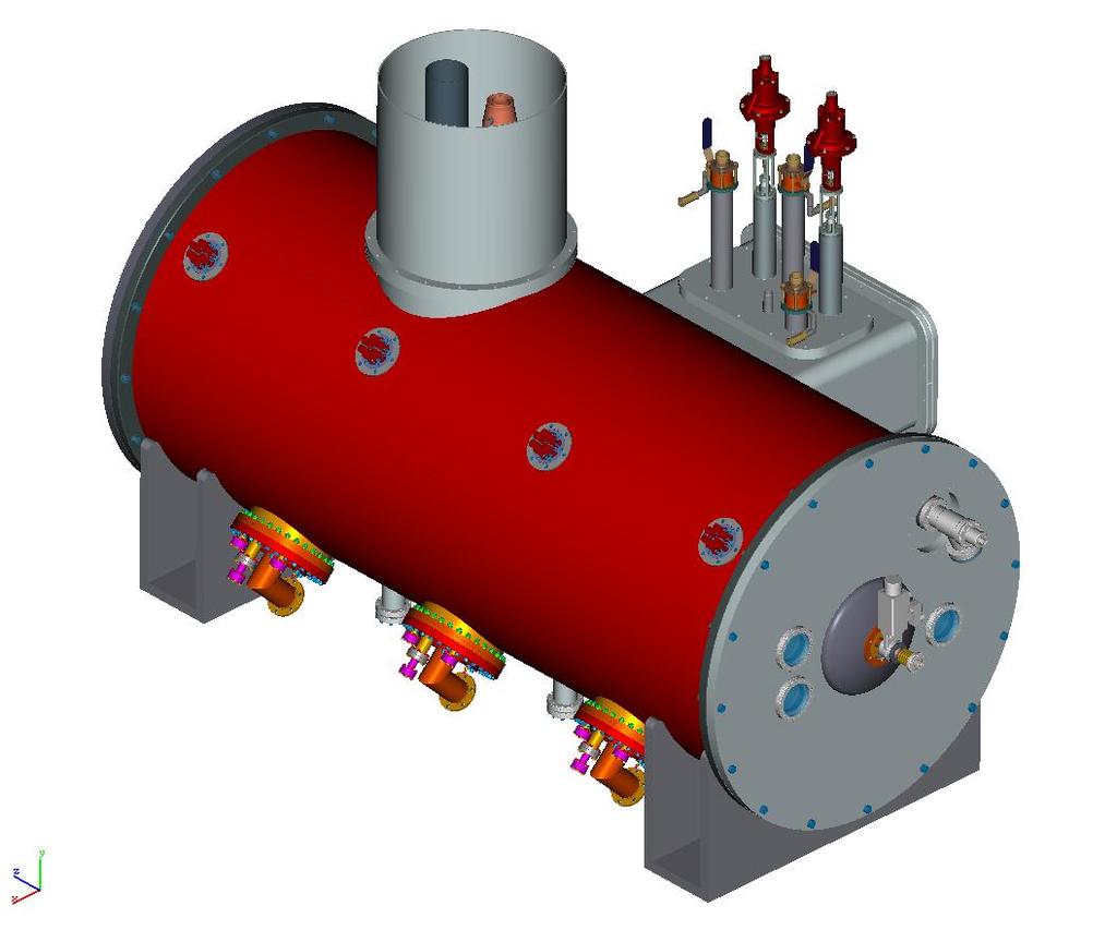 Prototype cryomodule Heat exchanger and relief line Cryogenic feeds and controls Cavity vacuum
