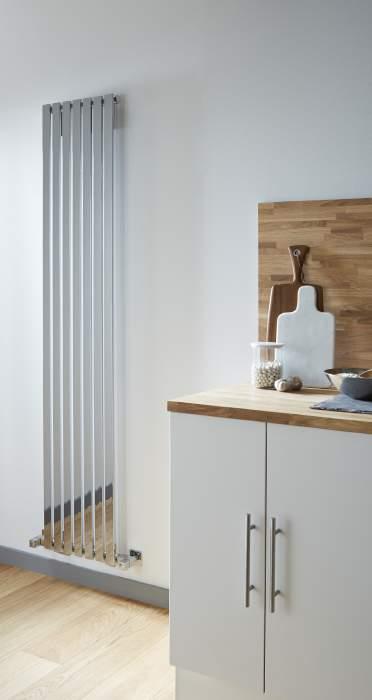 SERENADE Wall Mounted DR008 104 Serenade is a vertical contemporary design radiator, manufactured from high quality mild steel with finish options of chrome, textured matt black & white.