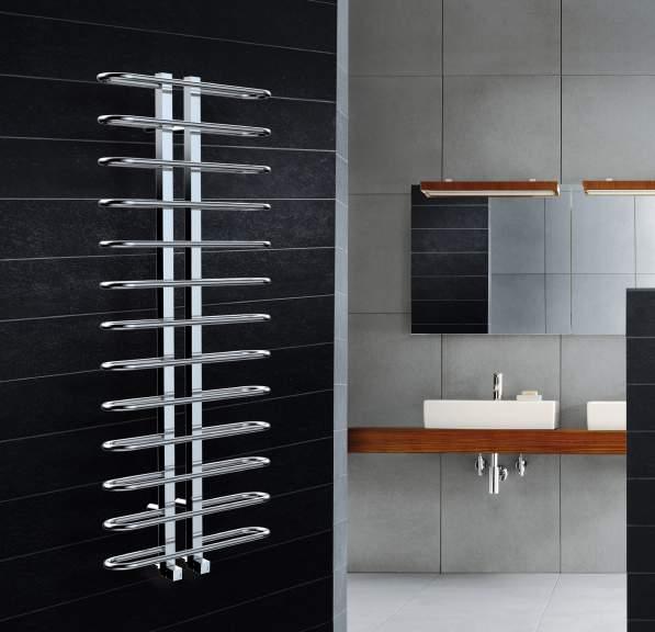 DRACO Wall Mounted DR015 10 Draco s equally spaced hooped tubes form an architectural shape. Perfect symmetry with centralised valves. Finished in chrome, a must for any modern setting.