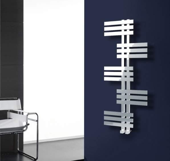 PHOENIX Wall Mounted DR017 30 Asymmetric rectangular tube towel rails give a fascinating design that has clean lines and simple access from either side.