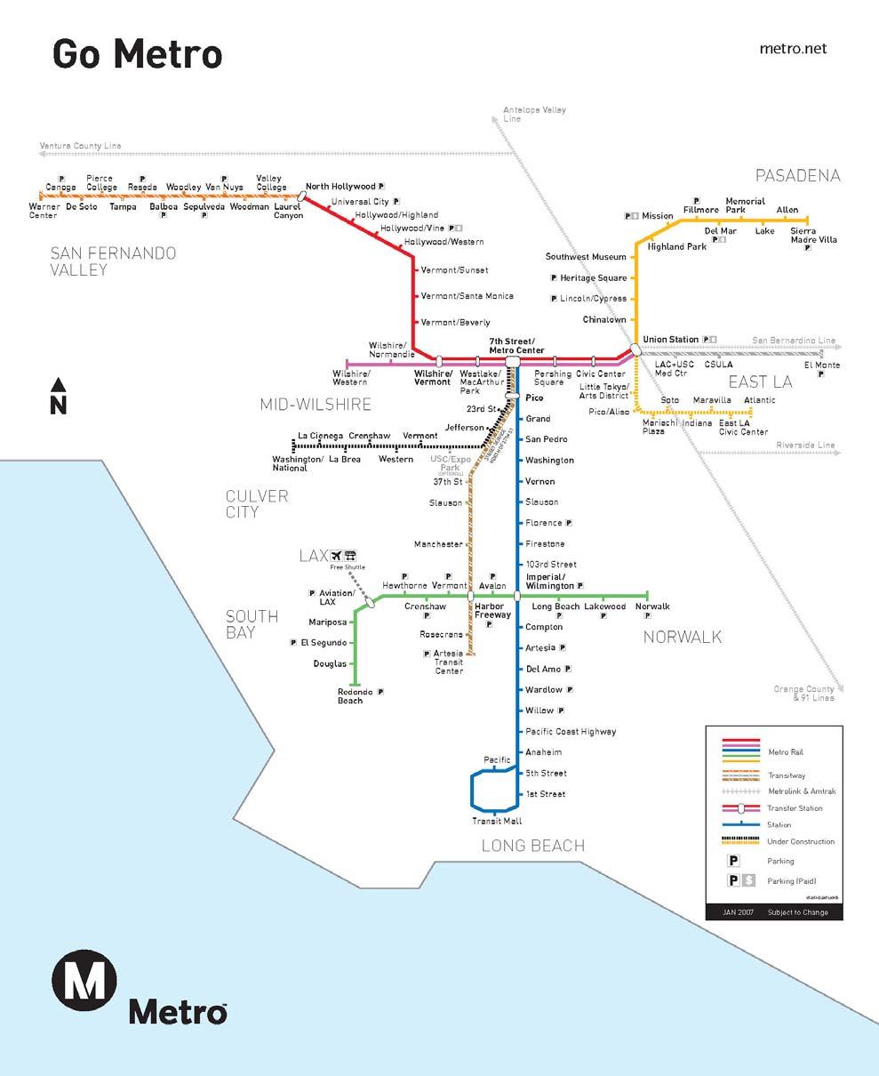 Figure S-6 Metro Rail System Map with Future Extensions and PSA Project Area and Metro Gold Line Eastside
