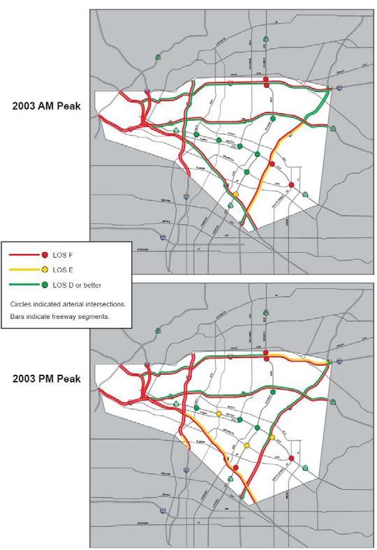 Figure S-3: Freeway Level of Service Source: 2004 Congestion