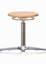 WS 3120 with backrest bar Wood, white 29-ply glued wooden seat Stool seat Ø 350 mm Chrome-plated backrest bar Varnished or stained in different colours on request Chrome-plated