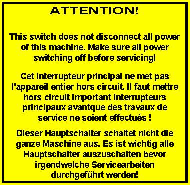 2.3. This switch does not disconnect all power of this machine