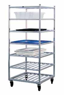** Model #1358 will not accept lugs. Options: B, CL(B), MD, PB, VB See page 75 for details. Ideal multipurpose rack for all departments. Accepts many sizes of platters, pans, boxes and lugs.
