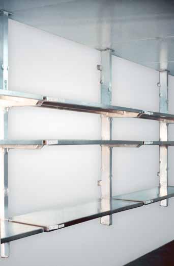 Quick Change - Cantilever Shelving a. H.D. Bar Shelf 900# Wt. Capacity b. T-Bar Shelf 900# Wt. Capacity c. Solid Brute Shelf 700# Wt.
