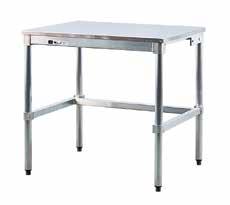 Stainless Steel Top Tables Solid Stainless Steel Top Stainless Steel Top With Backsplash Stainless Steel Top w/ Backsplash & Undershelf Model Size Ship Model No. Ship No. D-H-L Lbs. Undershelf Lbs.