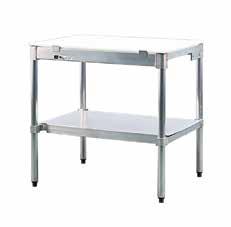 Poly Top Tables Solid Poly Top Solid Poly Top With Undershelf Solid Poly Top w/ Backsplash & Undershelf All the strength and durability of stainless steel at the cost of aluminum.