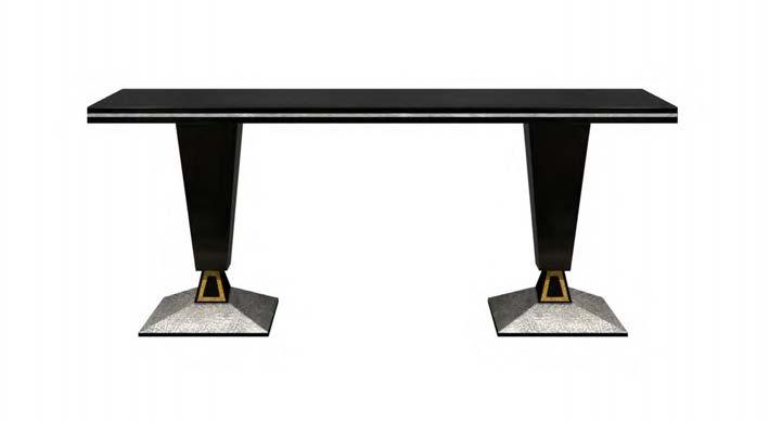Zoe 11/0763 Console with metal legs on a faceted base.