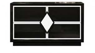 Nine Two/Four door sideboard, W 140-180 - 210. Rhomboid shaped handle. Finish: NCO-G and BCO-M.