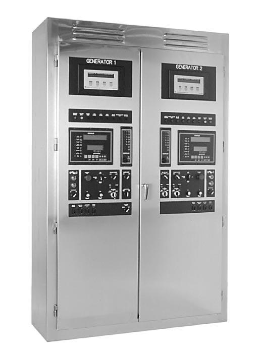 STANDARD EQUIPMENT Switchgear Floorstanding switchgear with EMCP II components Dual voltage/frequency, 120/208 V or 277/480 V at 60 Hz 230/400 V at 50 Hz Stainless Steel Cabinet Automatic Start/Stop