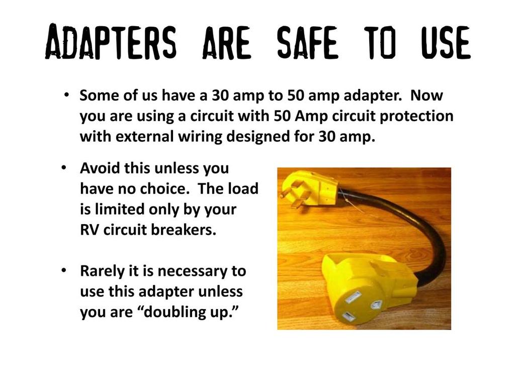 The 50 amp RV receptacle is actually two 50 amp 120 volt circuits and makes it possible to have 240 volt appliances in a big rig.