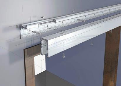 traditional header mounted pocket and sliding doors are not desired or cannot be structurally installed.