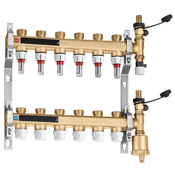 Distribution manifold for radiant panel systems 664 series FM 21654 003 CALEFFI 01260/18 GB replaces 01260/14 GB Function The distribution manifold for radiant panel systems is used to optimally