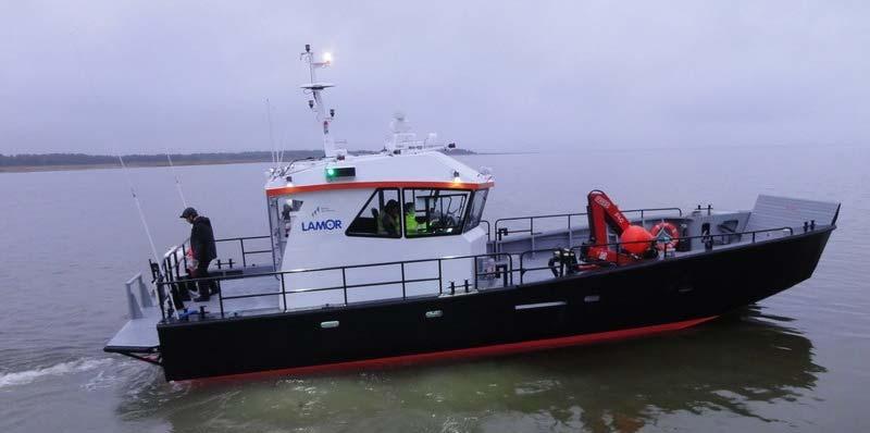 Lamor Ultra Shallow Draft Oil Recovery Work Boat LWO 14000-374021 The LWO 14000 is a robust work boat based on the landing craft concept made of high grade marine aluminum with hydraulic bow ramp.