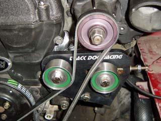 Step 3 (Cars without A/C) To install the TDR Tensioner without P/S or A/C you need the optional A/C Delete Pulley.