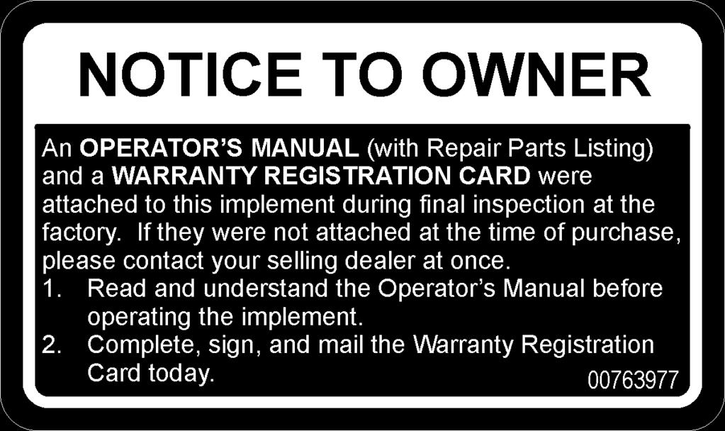 SAFETY P/N 5W119 Operator's Manual (with repair