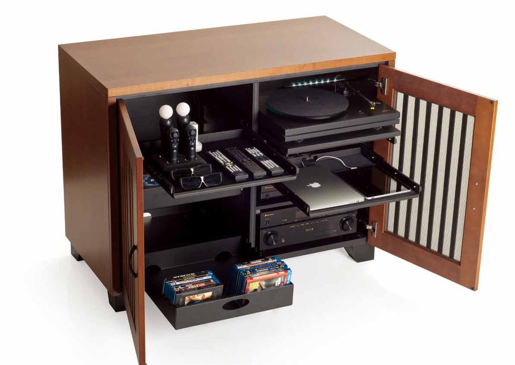 C FRAME CHAMELEON CUSTOM INTERIORS Storing Our personal electronics storage is a great all-in-one organizational space storing remotes and other media devices.