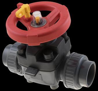 00 consult praher for actuation package Size: 1/2" to 5" Material: PVC Diaphragm: EPDM Operator: Hand wheel with position indicator and wheel lock Style: Flanged PVC DIAPHRAGM VALVES