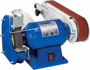 maintenance-free induction motor Large guards for optimum protection from For finishing wood and metal workpieces The belt sanding attachment can be operated in horizontal and vertical positions TNS