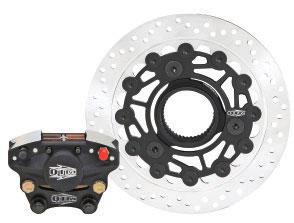 Each SDK brake kit includes aluminum alloy calipers, three-piece, standard blade brake rotors and necessary hardware.