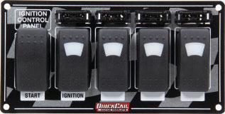 Panels are fitted with QuickCar 2-5/8" diameter oil pressure and water temperature gauges, use a 9-volt battery for power, and install with quick fasteners.