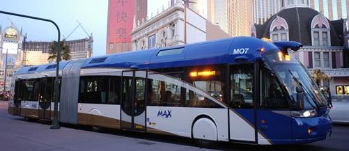 Articulated low floor, high capacity buses specially designed with doors on both sides.