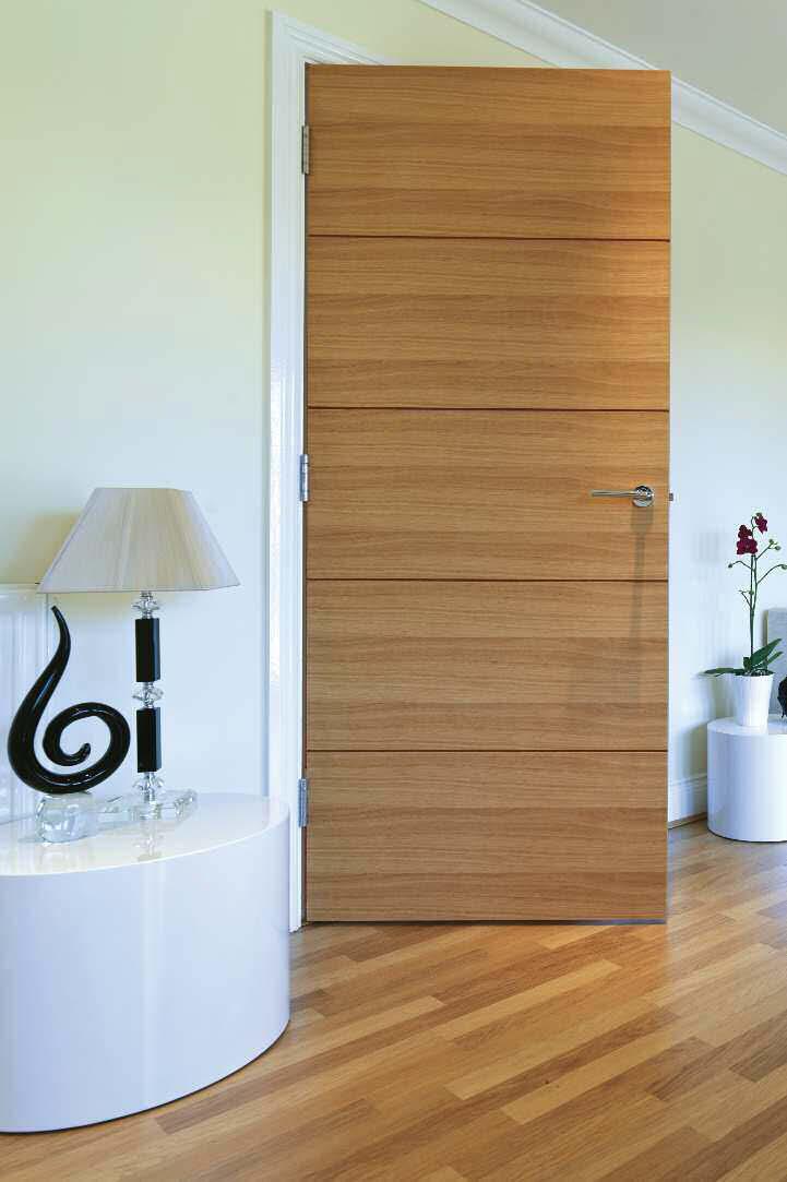 Zodiac Flush l Real wood veneers with contrasting grooves l Supplied fully finished l Solid core construction l FD30 fire doors for solid and glazed models Contemporary grooved flush doors that have